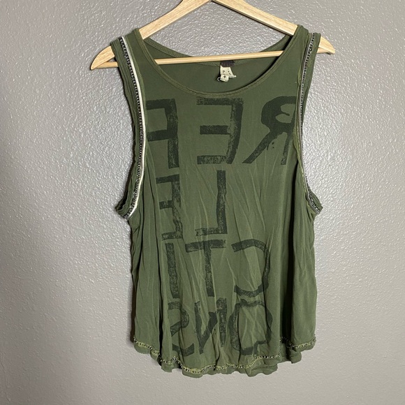 We The Free Tops - We The Free Olive Graphic Tank Top